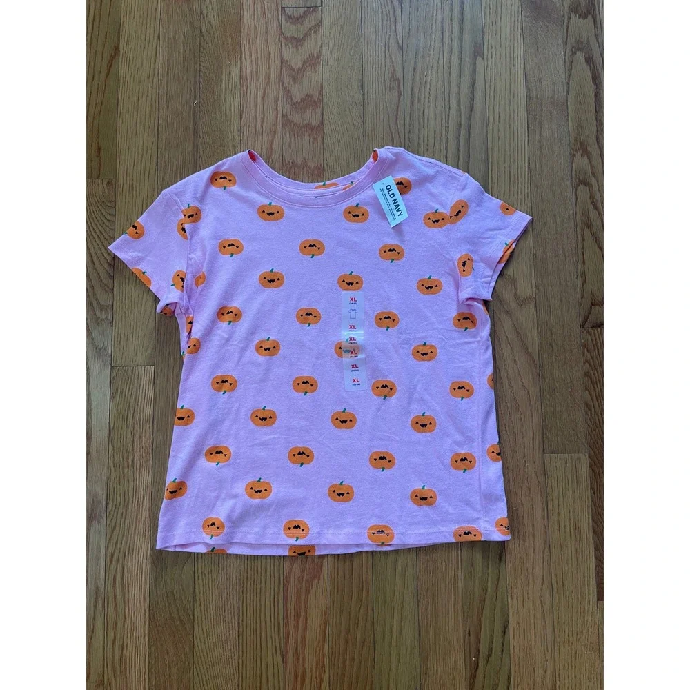 Old Navy Girls Pink Pumpkin Halloween Softest Tee Shirt XL 14-16 New